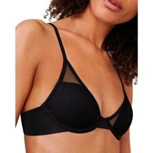 NWT Pepper All You Bra Classic Sz 38A Black Underwire Mesh Lingerie Comfortable